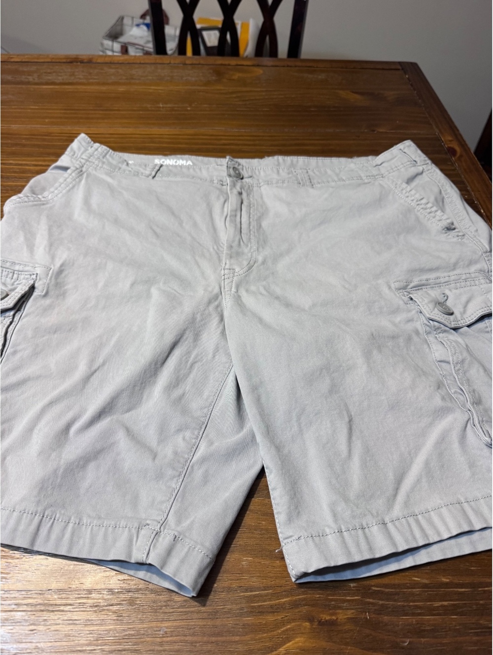Sonoma Goods for Life Men’s Size 40 Cargo Shorts Gray Khaki Stretch Cotton